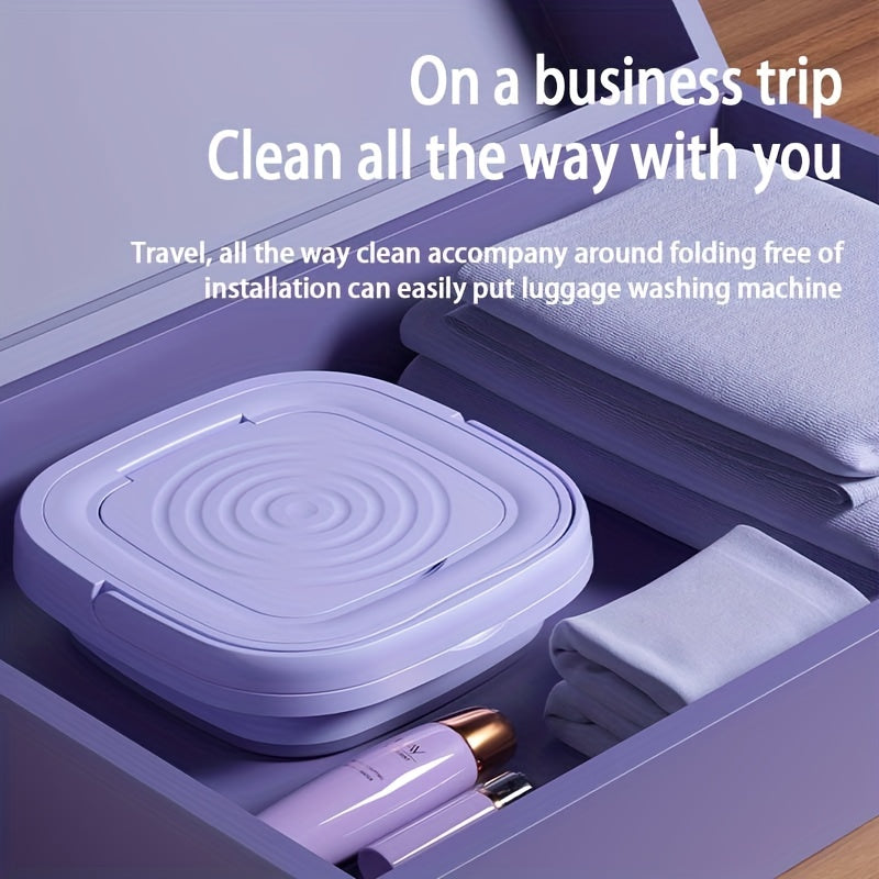 1pc Portable Mini Washing Machine Collapsible Bucket, 8L/3 Modes Effective Steri-lizing Washer With Drain Basket , Underwear Suitable For RV, Travel