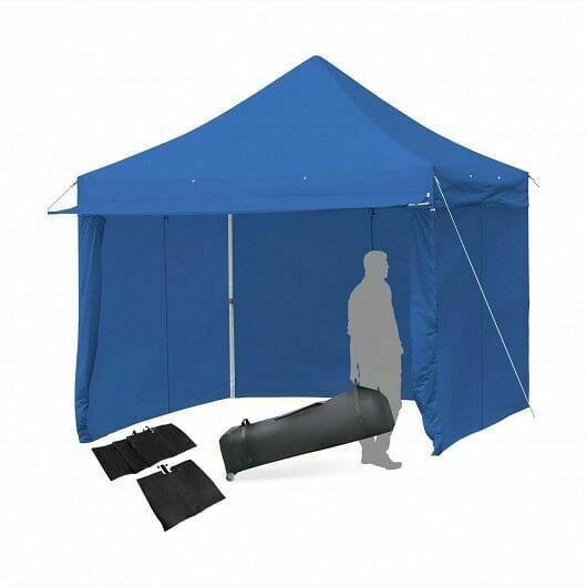10x10ft Pop up Gazebo with 4 Height and Adjust Folding  Awning -300' Blue - Col