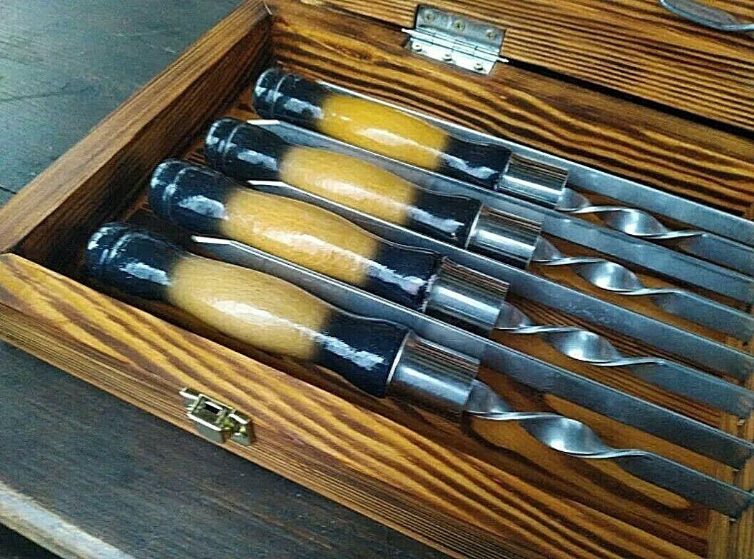 Set Stainless steel skewer wooden case gift Grill BBQ Tool  BBQ accessory set