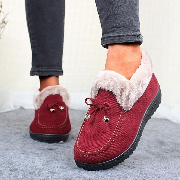 Ladies Winter Plush Lining Cotton Shoes Flat Boots
