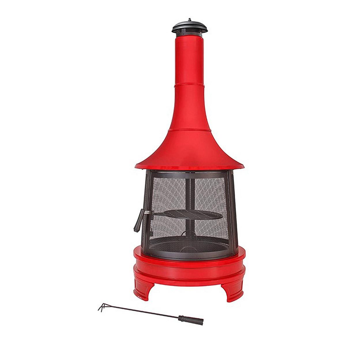 Outdoor Fireplace with Cooking Grill (C) Chiminea Solid Steel Construction