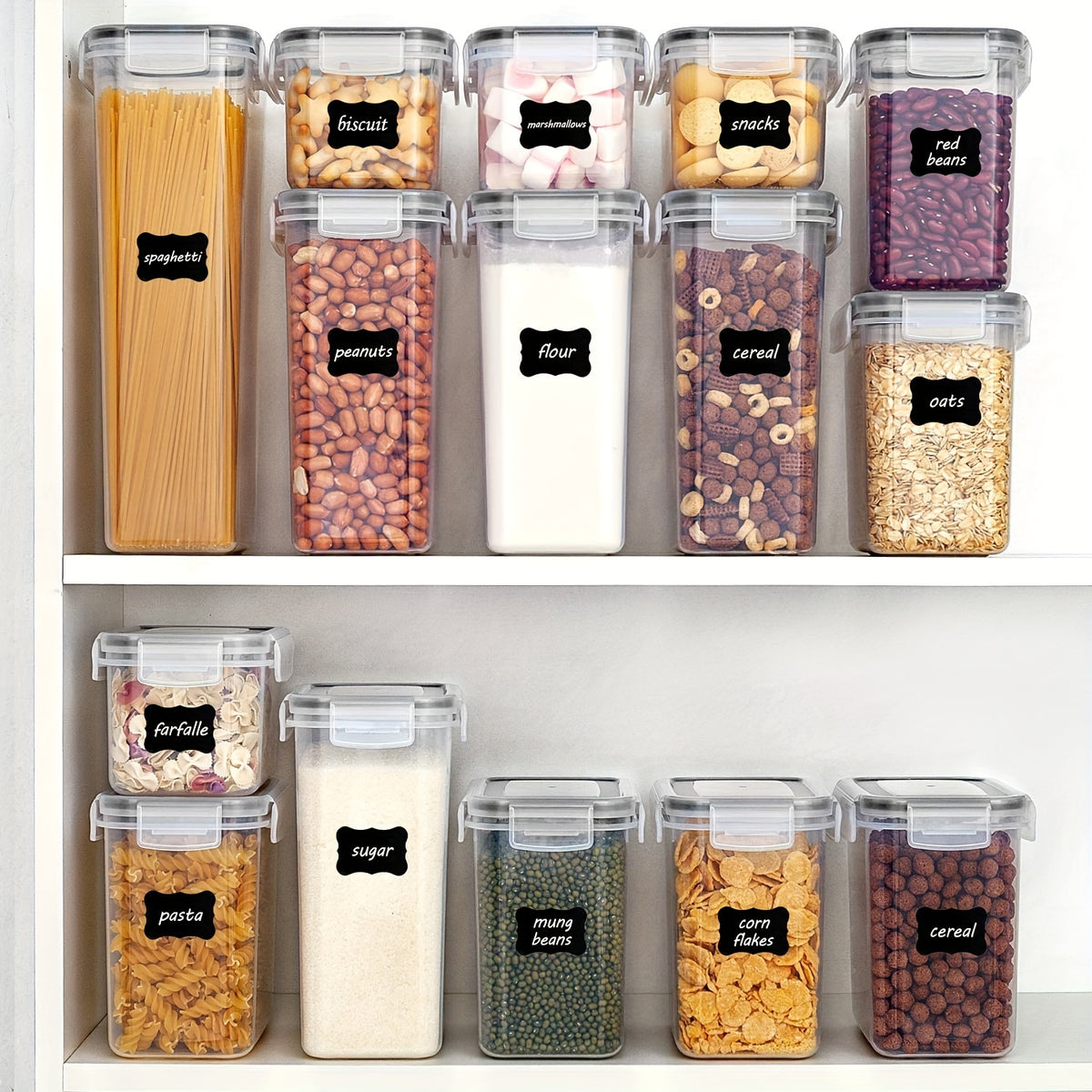 9Pcs Airtight Food StoraContainers With Lids,BPA Free,Plastic Kitchen And Pantry Canisters For Cereal,Dry Food,Flour And Sugar,Dishwasher Safe