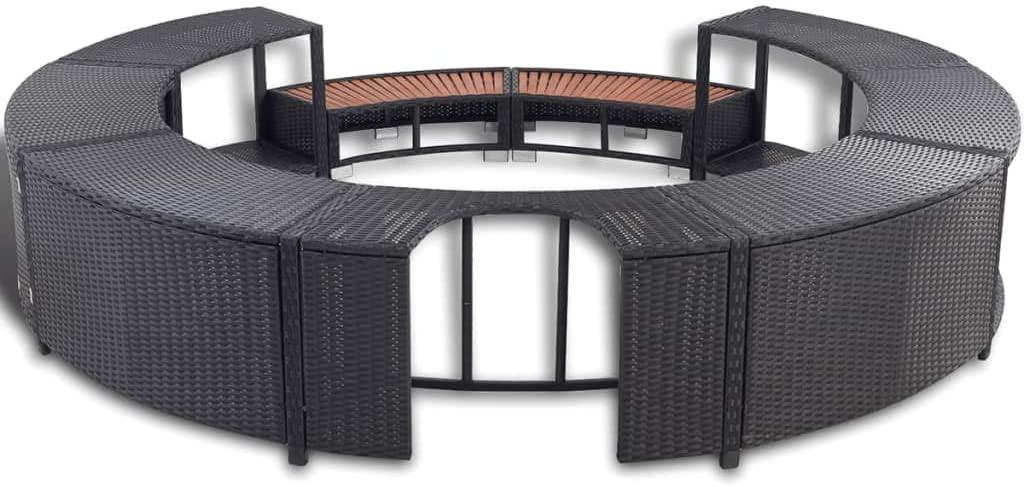 INLIFE Spa Surround Poly Rattan Black Garden Outdoor Patio Massage Hot Tub for Indoor Outdoor
