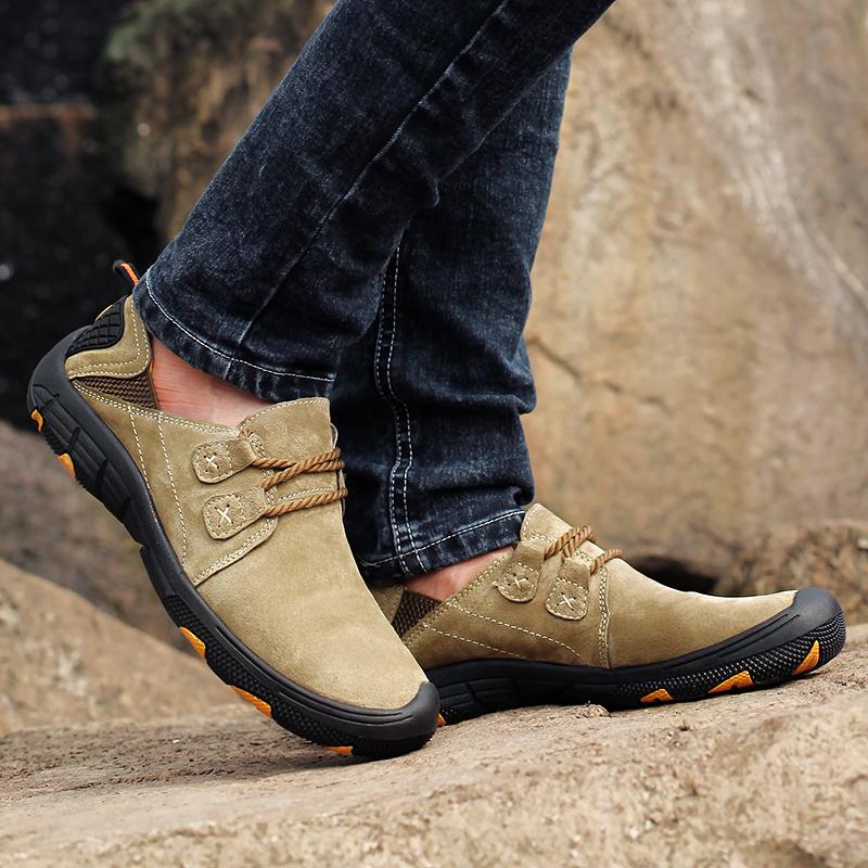Men's Shoes - Fashion Genuine Leather Plus Size Men Breathable Outdoor Training Shoes