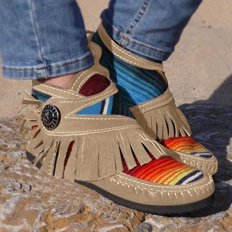2021 Women's Comfy Flock Sewing Casual Flat Rainbow Boots