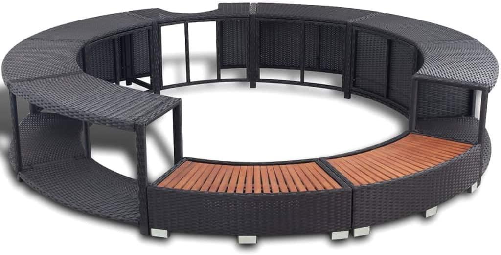 INLIFE Spa Surround Poly Rattan Black Garden Outdoor Patio Massage Hot Tub for Indoor Outdoor