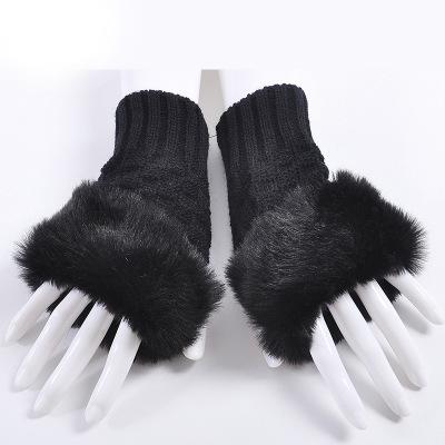 Clothing Accessories - Fashion Women Faux Rabbit Fur Hand Wrist Crochet Knitted Finger-less Gloves