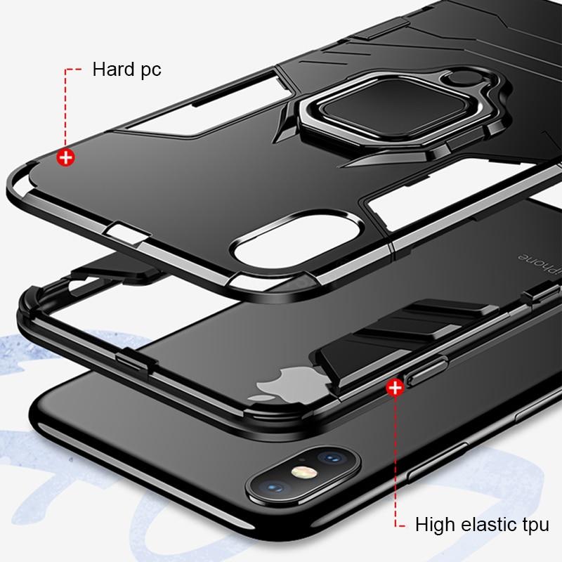 Phone Case - Luxury Heavy Duty Anti-knock Ring Bracket Shockproof Phone Case For iPhone X/XS/XR/XS Max