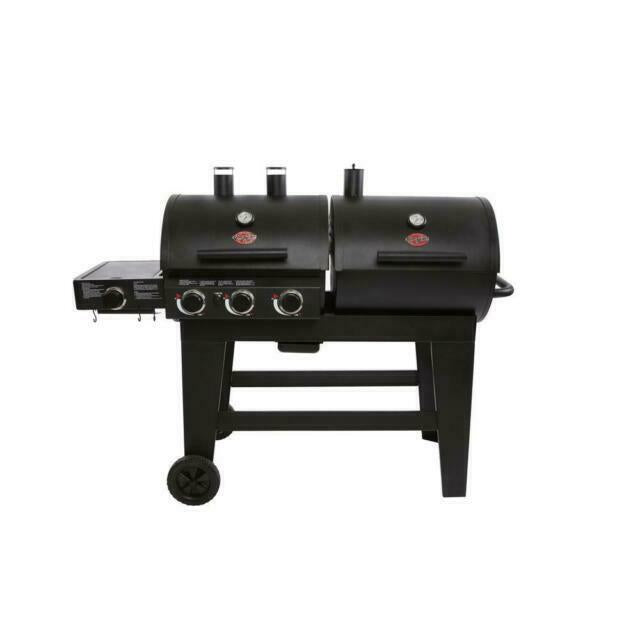 3-Burner Gas and Charcoal Grill Side Burner 52,800 BTU BBQ Barbecue Black NEW