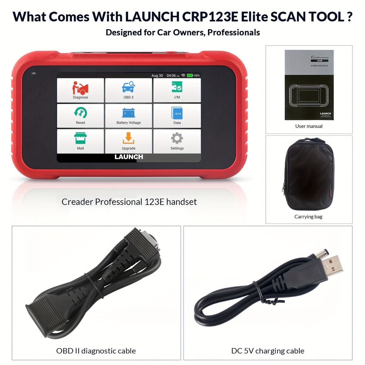 LAUNCH X431 CRP123E Car OBD2 Diagnostic Tools Automotive OBD Scanner ABS SRS Airbag Engine AT SAS OIL Brake Reset Lifetime Update