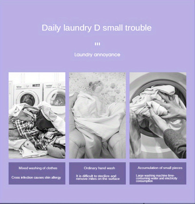 1pc Portable Mini Washing Machine Collapsible Bucket, 8L/3 Modes Effective Steri-lizing Washer With Drain Basket , Underwear Suitable For RV, Travel