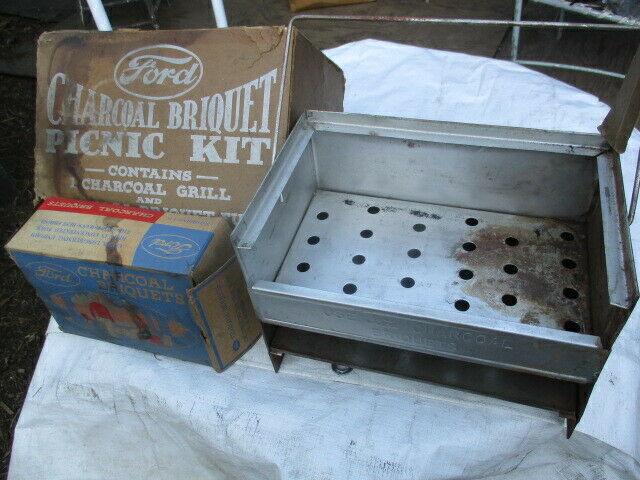 1935-1945 vintage accessory barbecue and briquettes made by FORD