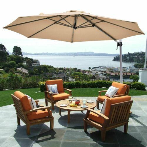 Modern Beige 11' Patio Offset Cantilever Umbrella 360° Rotation Aluminum Tilt-