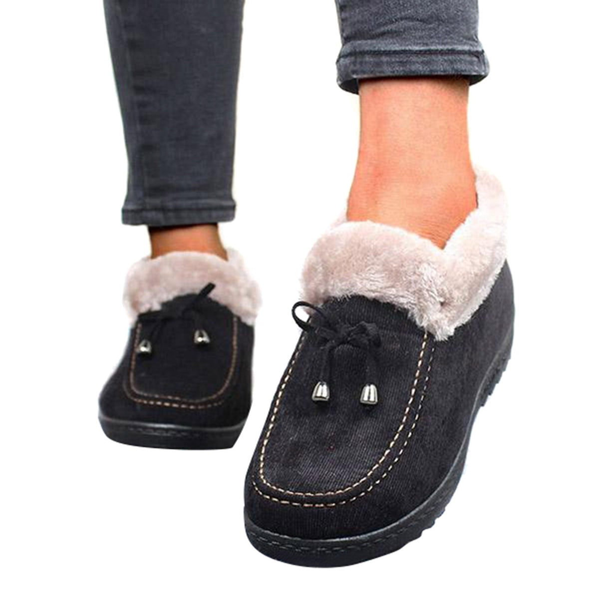 Ladies Winter Plush Lining Cotton Shoes Flat Boots