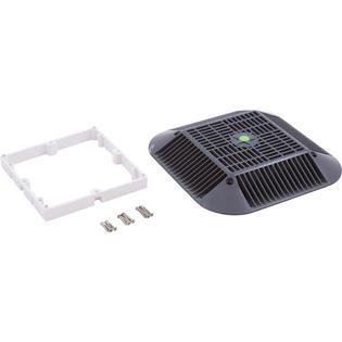 Main Drain Grate, 14" x 14" Square, Retro to 9" x 9", Dk Gry