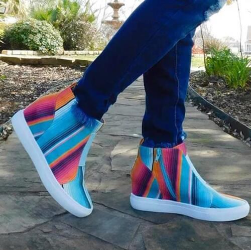 Women's Canvas Zipper Wedges Shoes