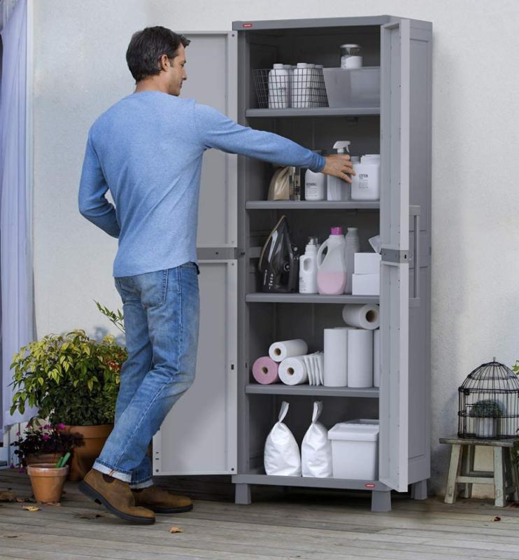 Resin Pantry Storage Cabinet 5 Shelves Laundry Organizer Utility Garage Locking