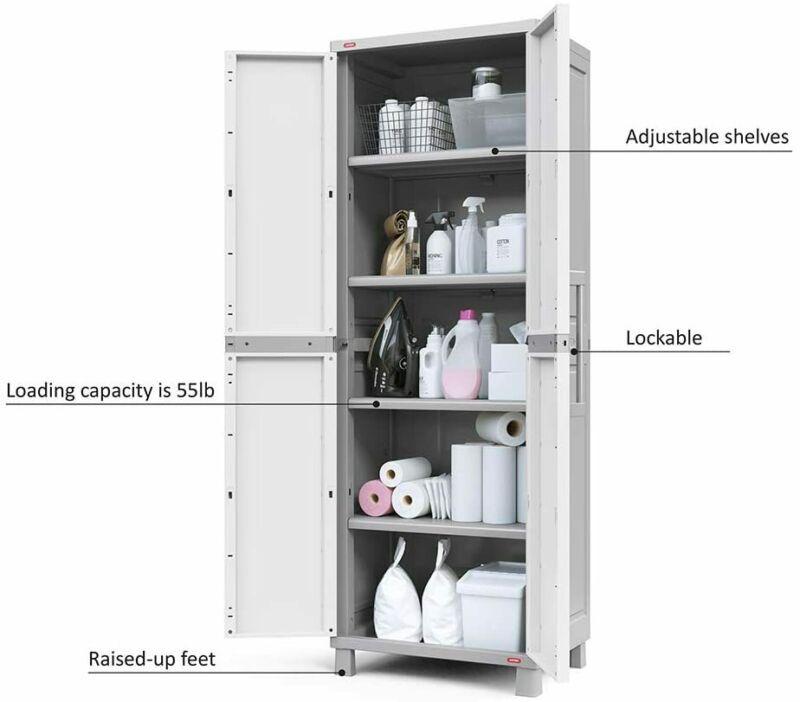 Resin Pantry Storage Cabinet 5 Shelves Laundry Organizer Utility Garage Locking