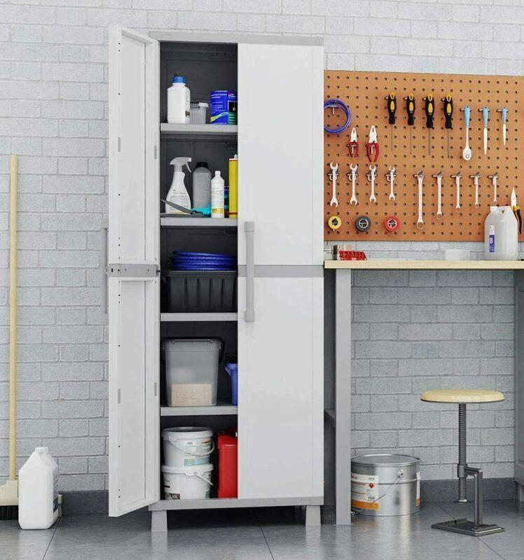 Resin Pantry Storage Cabinet 5 Shelves Laundry Organizer Utility Garage Locking