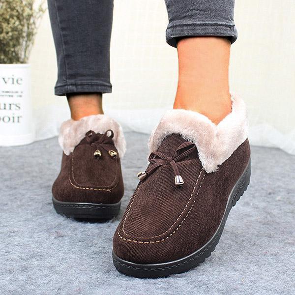 Ladies Winter Plush Lining Cotton Shoes Flat Boots