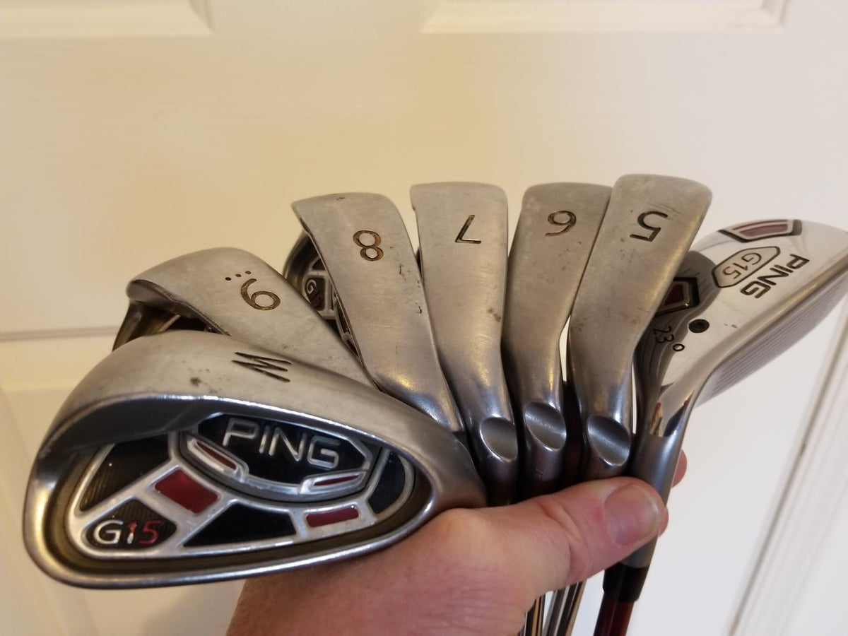 Used Ping G15 irons with G15 4 hybrid. Steel shaft in the irons.. graphite in the hybrid
