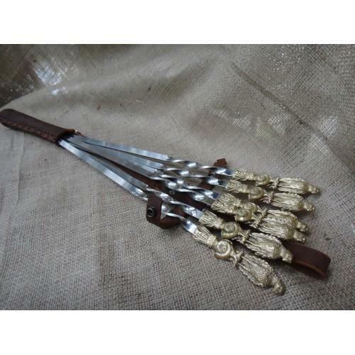 6Pcs Premium Heavy Duty Stainless Steel Barbecue BBQ Kebab Skewers 23-Inch Gift