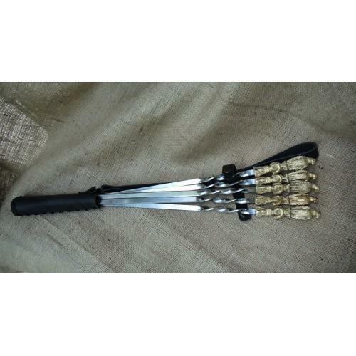 6Pcs Premium Heavy Duty Stainless Steel Barbecue BBQ Kebab Skewers 23-Inch Gift