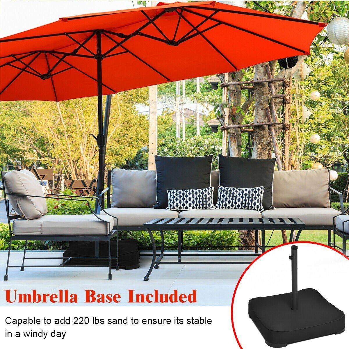 15 Ft Patio Umbrella Outdoor Umbrella with Crank and Base