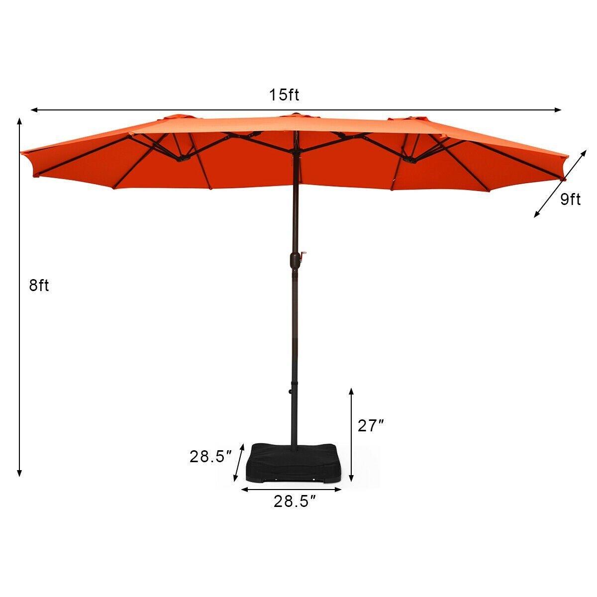 15 Ft Patio Umbrella Outdoor Umbrella with Crank and Base