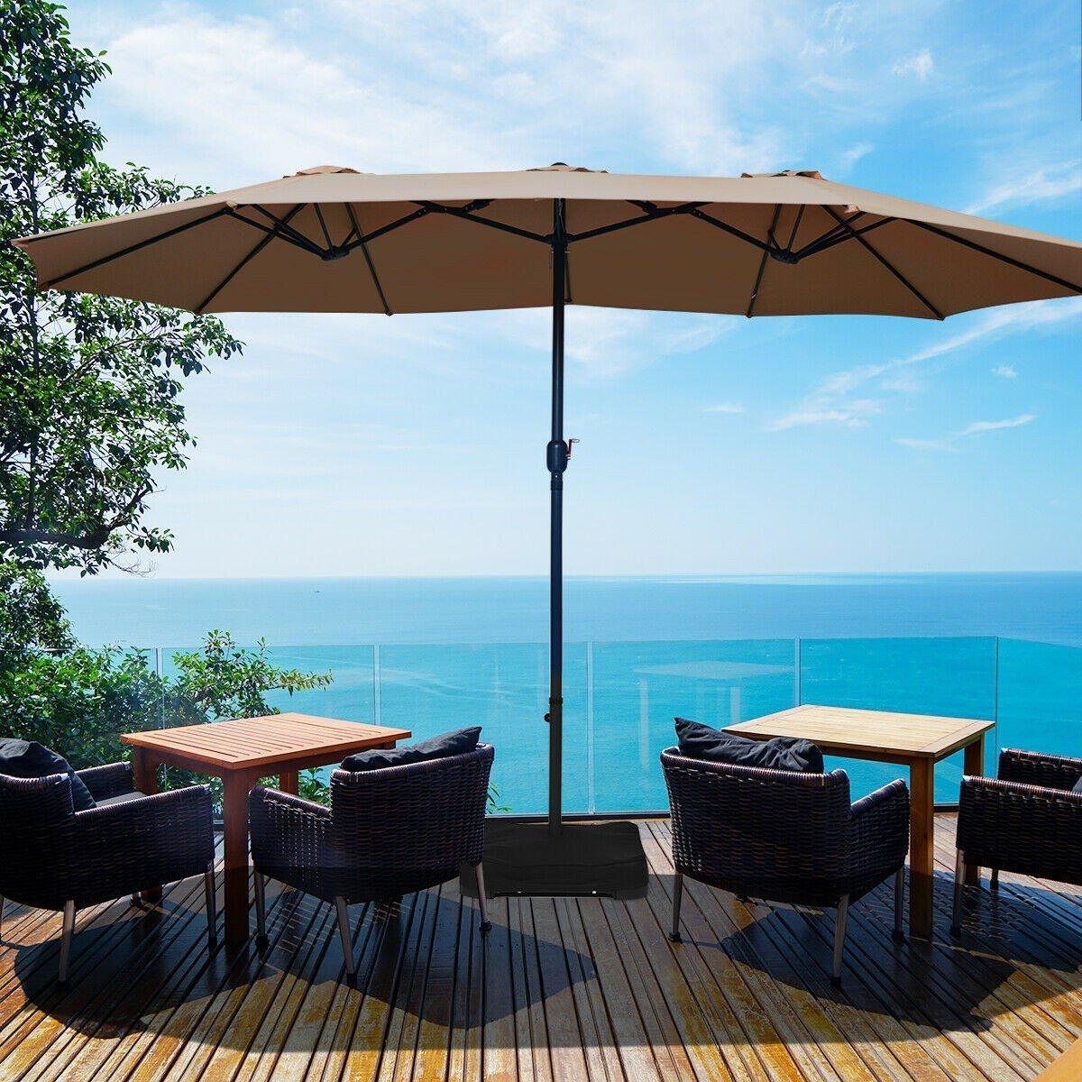 15 Ft Patio Umbrella Outdoor Umbrella with Crank and Base