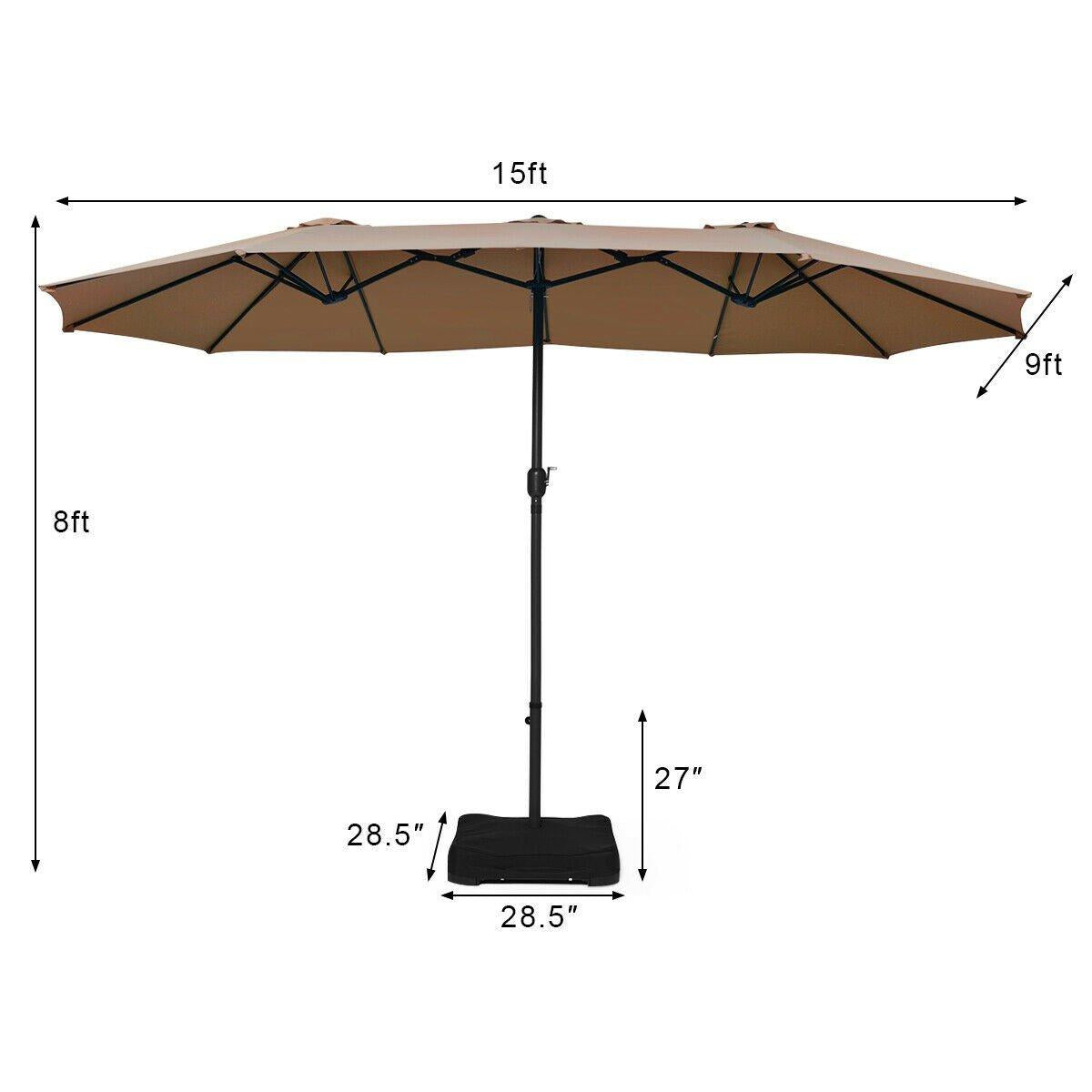 15 Ft Patio Umbrella Outdoor Umbrella with Crank and Base