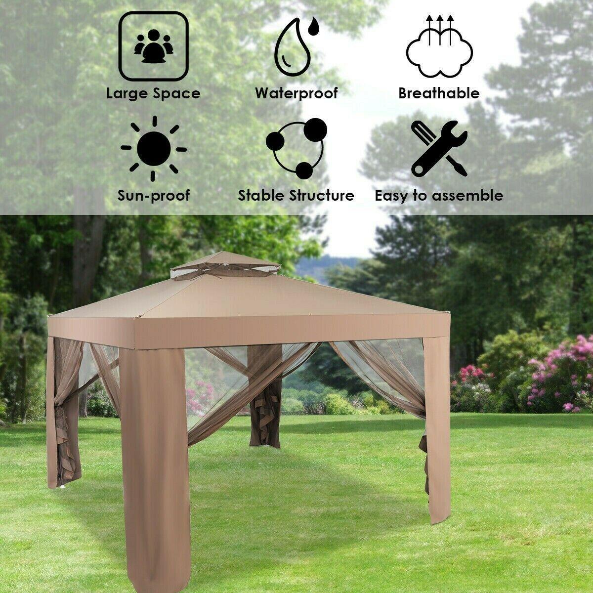 Canopy Gazebo Tent Shelter Outdoor Backyard Garden Lawn Patio Mosquito Netting