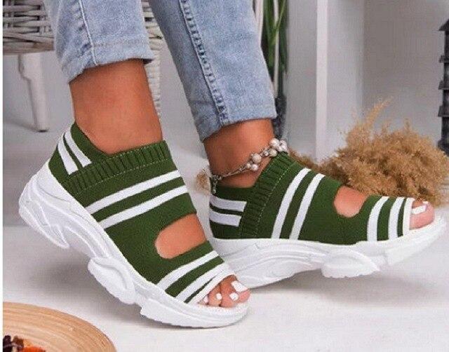 Fashion Women Summer Open Toe Flying Woven Beach Sandals