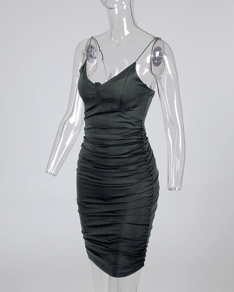 Ruched Bodycon Mini Cami Women Dress