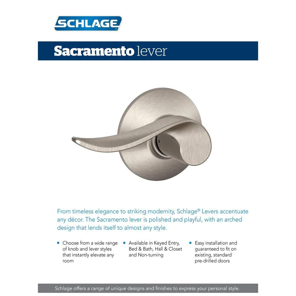 Sacramento Satin Nickel PassaHall/Closet Door Lever