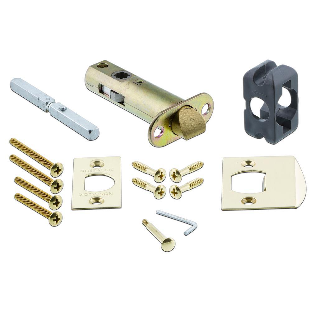CottaPlate 2-3/8 in. Backset Polished Brass Privacy Bed/Bath Waldorf White Milk Glass Door Knob