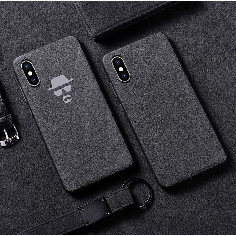 Phone Case - Luxury Vintage Alcantara Leather Soft Protective Phone Case For iPhone XS/XR/XS Max 8/7 Plus