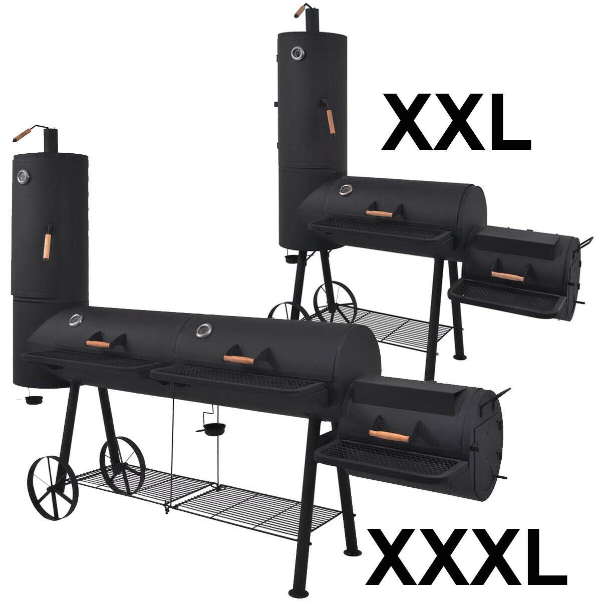 BBQ Offset Charcoal Smoker with Bottom Shelf Black Heavy Barbecue Patio Backyard