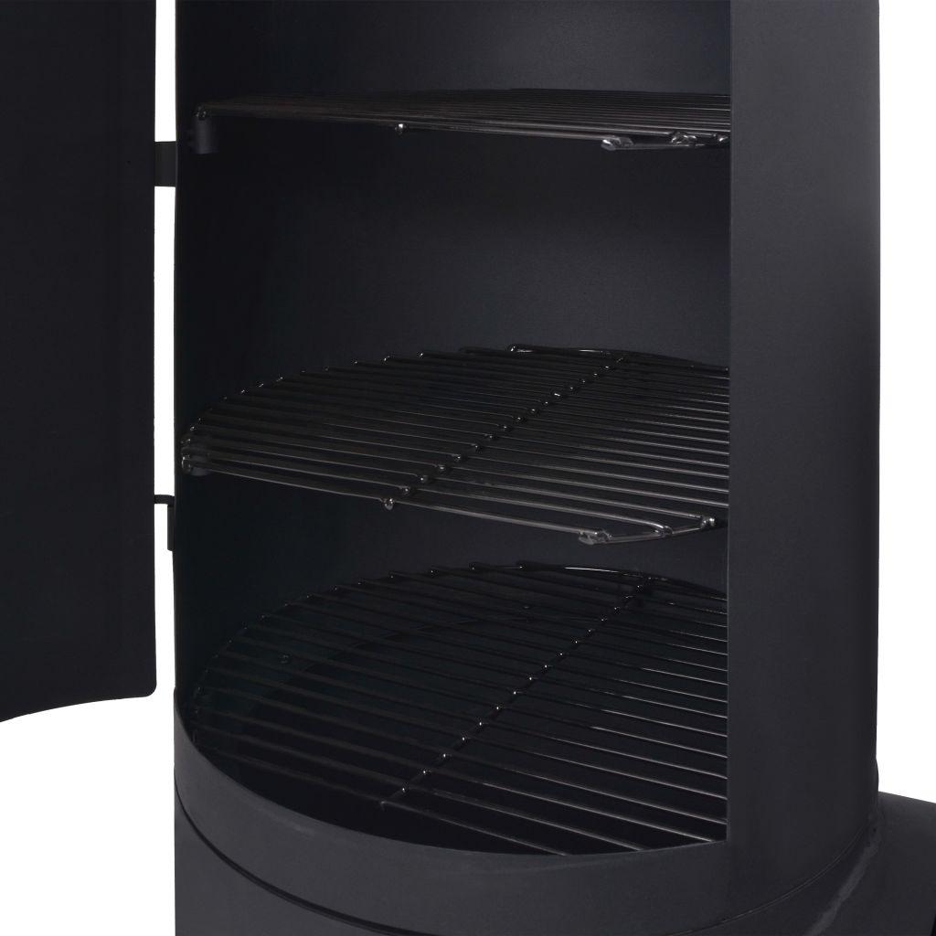 BBQ Offset Charcoal Smoker with Bottom Shelf Black Heavy Barbecue Patio Backyard