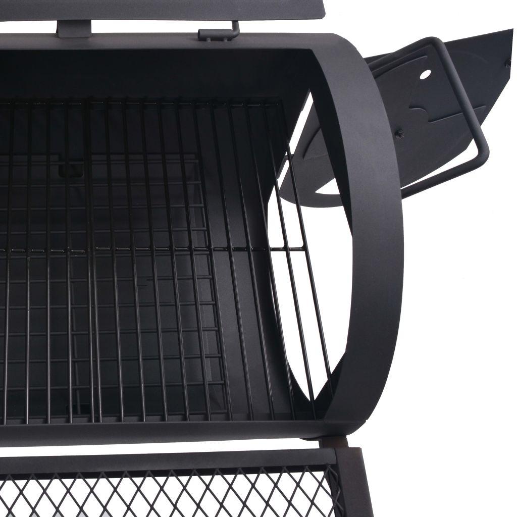 BBQ Offset Charcoal Smoker with Bottom Shelf Black Heavy Barbecue Patio Backyard