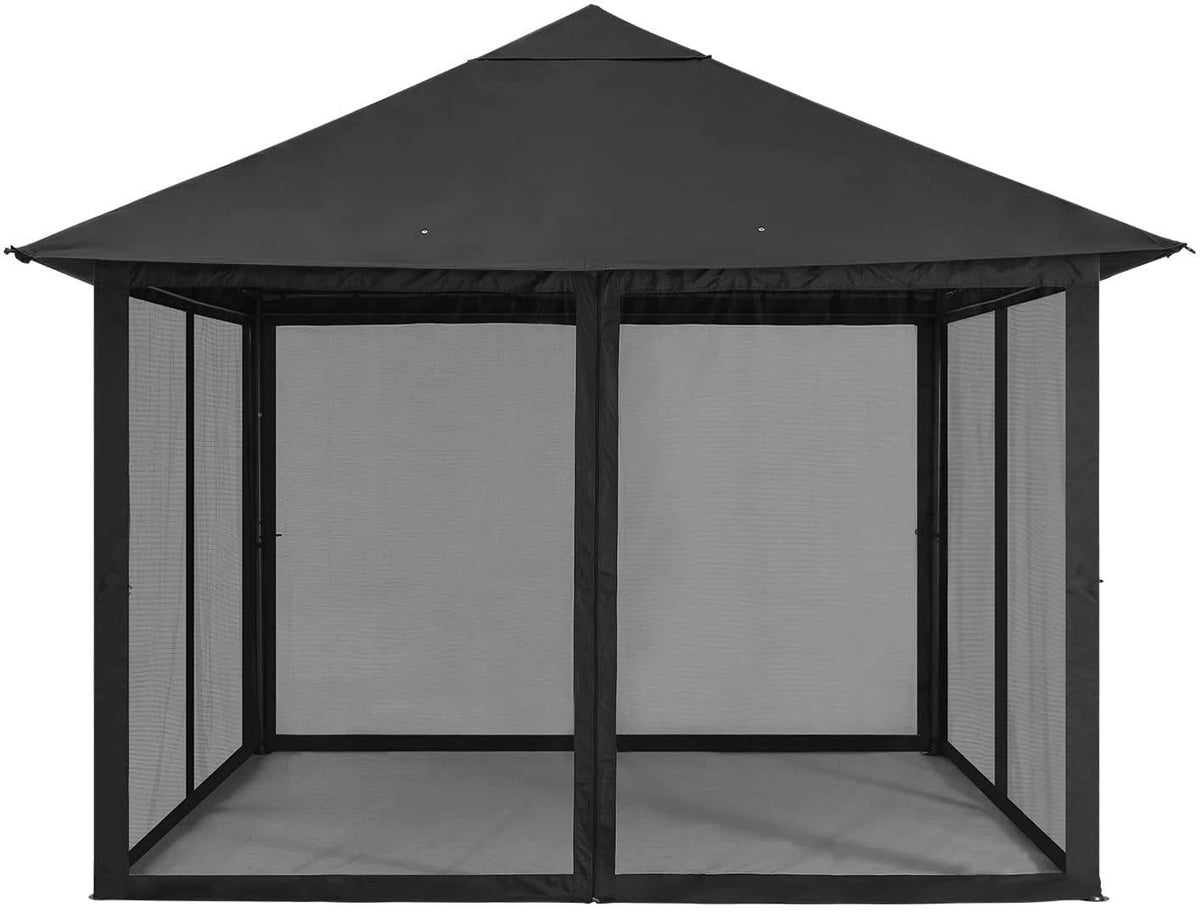 Dark Grey Outdoor 11x11ft Patio Garden Canopy Gazebo with Mosquito Net