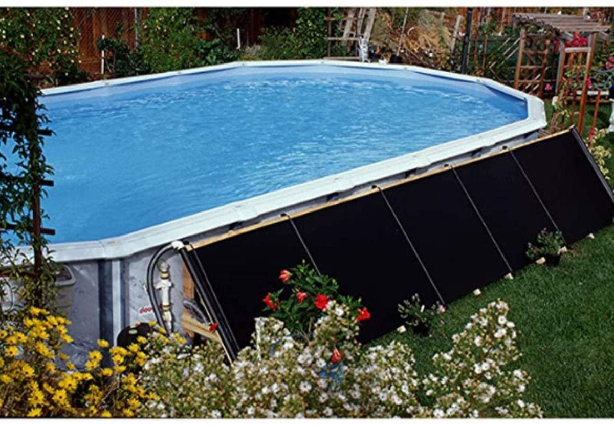 Fafco 10028 Universal 24ft x 3.75in Solar Panel Heating Kit with Pre Plumbed Paneling and Built in Manual Bypass Valve for Above Ground Swimming Pools