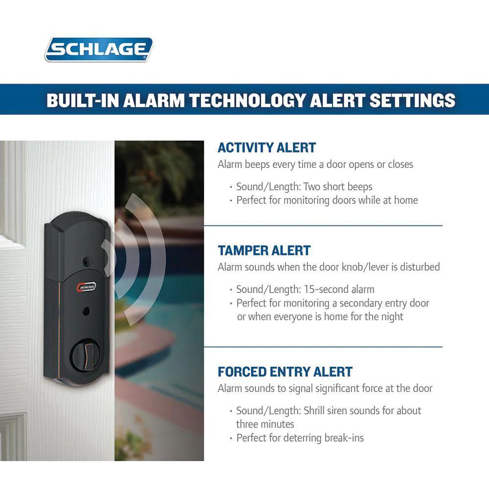 Camelot Aged Bronze Connect Smart Door Lock with Alarm (2-Pack)