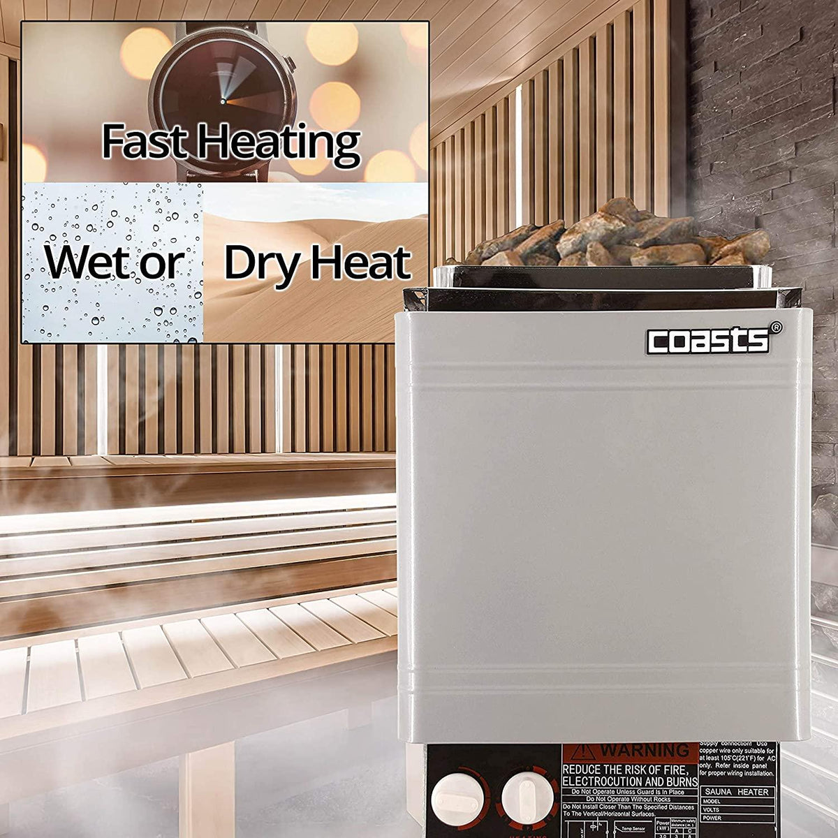 Coasts AM30A 3 kW Wet and Dry Sauna Heater Stove for Spa Sauna Room