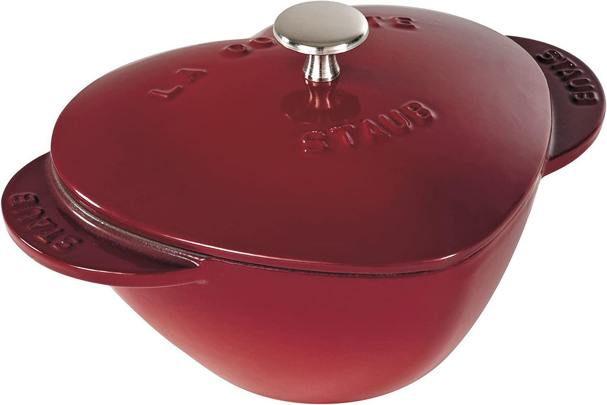Staub Cast Iron 1.75-qt Heart Cocotte - Cherry, Made in France