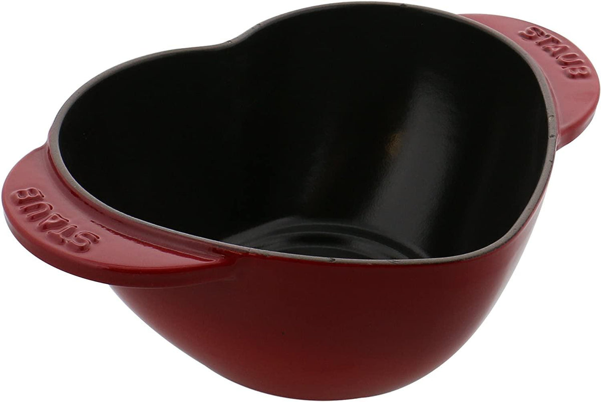 Staub Cast Iron 1.75-qt Heart Cocotte - Cherry, Made in France