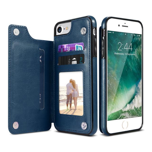Retro PU Leather Multi Card Holders Case For iPhone