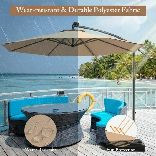 Modern 10' Patio Outdoor Sunshade Hanging Umbrella w/o Weight Base-Beige