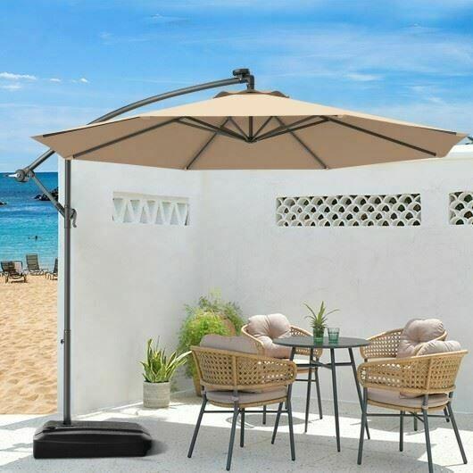 Modern 10' Patio Outdoor Sunshade Hanging Umbrella w/o Weight Base-Beige