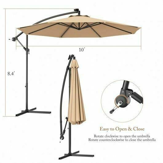 Modern 10' Patio Outdoor Sunshade Hanging Umbrella w/o Weight Base-Beige